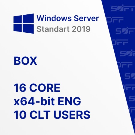 Microsoft Windows Server Standart 2019 64 bit 10 CLT USERS 16 CORE ENG BOX for Business (коробочная версия) — лицензия для бизнеса Microsoft Windows Server Standart 2019 64 bit 10 CLT USERS 16 CORE ENG BOX for Business (коробочная версия) — лицензия для бизнеса