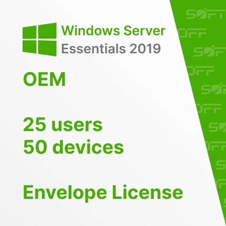Microsoft Windows Server Essentials 2019 64 bit OEM for Business (конверт) — лицензия для бизнеса Microsoft Windows Server Essentials 2019 64 bit OEM for Business (конверт) — лицензия для бизнеса