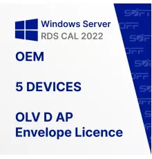 Microsoft Windows Remote Desktop Services CAL 2022 OLV D AP 5 DCAL OEM for Business (конверт)